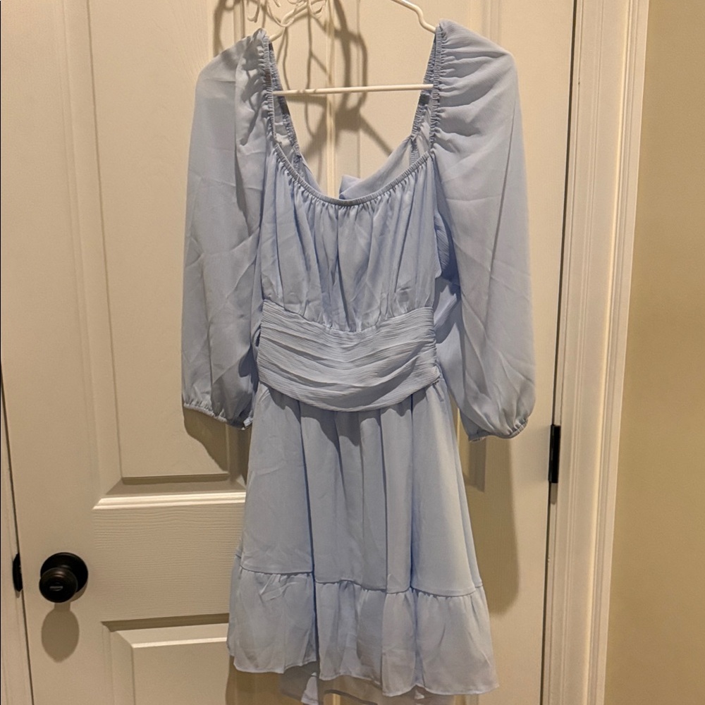 Elegant Light Blue Mini Dress